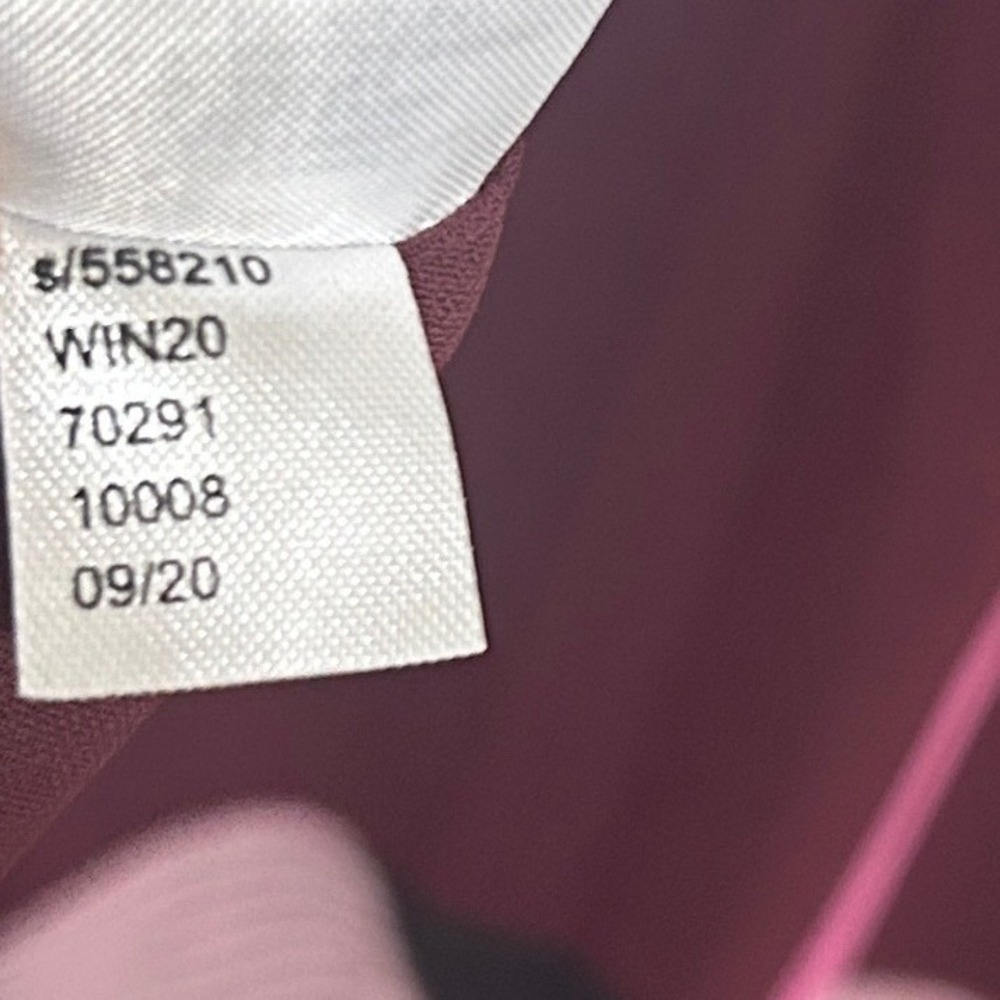 Ann Taylor Blouse Womens XL Burgundy Pink NWT Abstract Ribbon Ruffle Tie Neck - Picture 6 of 9